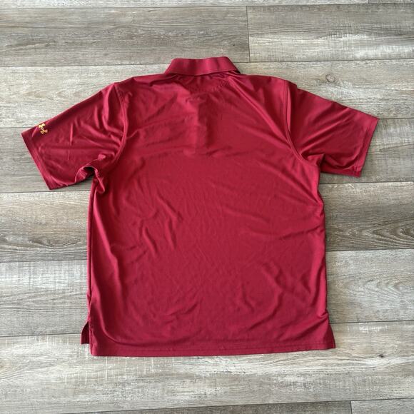 USC Under Armour Polo Shirt Mens Large Cardinal Red Trojans NCAA Football Golf - Picture 9 of 9